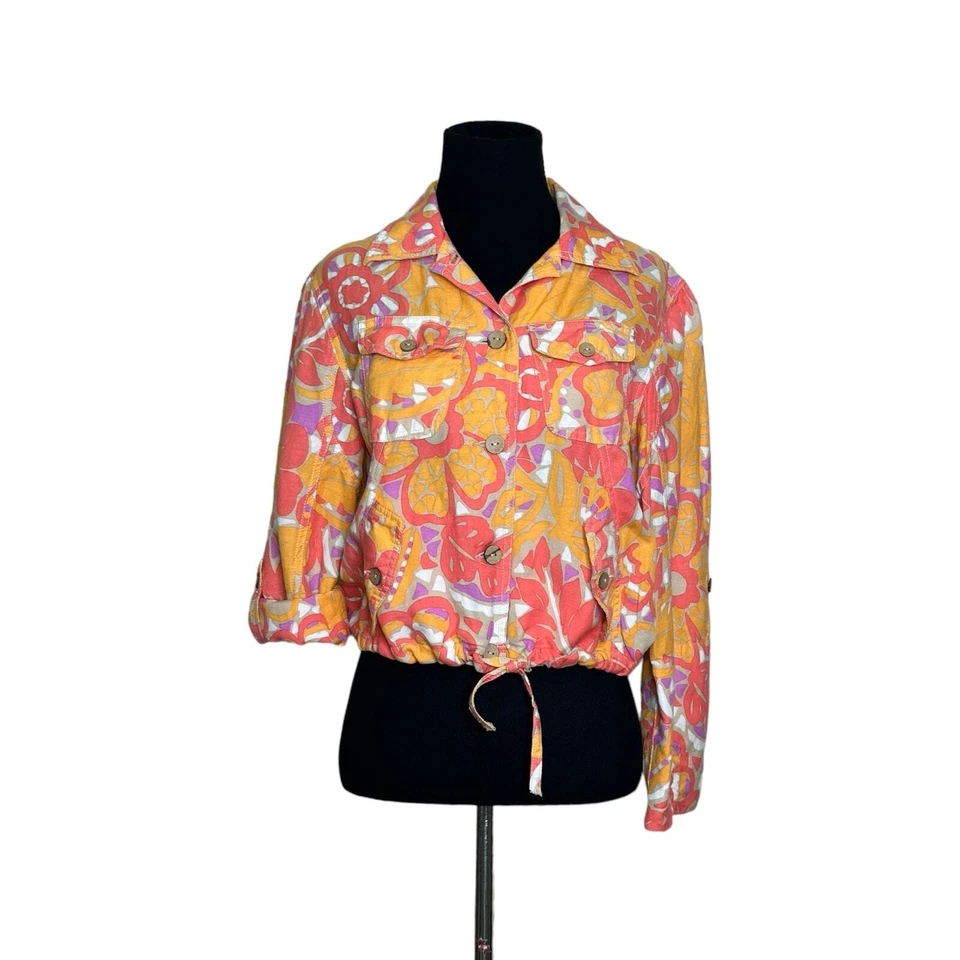 Ruby Rd. Chaqueta Rosa Naranja Morado Crop Abotonada Talla 6P Foto 1 de 4