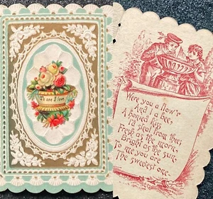 Early 20th C 'To One I Love' Greeting Card w Litho'd Verse-Image Inside/Unsigned - Picture 1 of 6