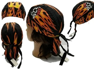 Bandana Fire Flames Durag fascia fuoco fascia testa DoRag biker sciarpa berretto teschio  - Foto 1 di 5