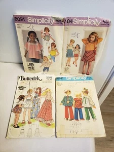 Lot of 4 Vintage 1970's Girls Sizes 1-6 Small  Simple Sewing Patterns Fashions - Picture 1 of 23