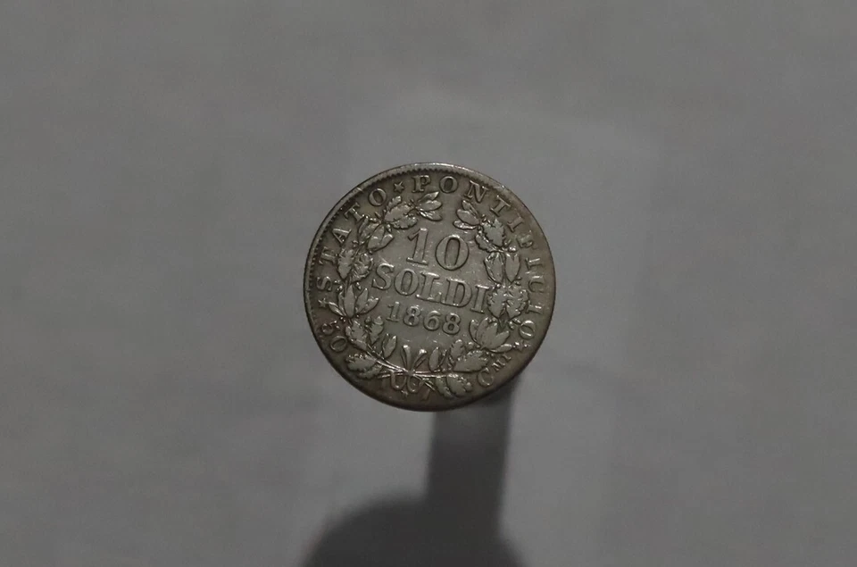 🧭 VATICAN 10 SOLDI 1868 SILVER SHARP DETAILS B46 #Z4180 - Image 1 of 2