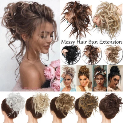 Large Messy Bun Hair Piece Extensions Scrunchie Updo Wrap On Ponytail as Human - Image 1 of 4