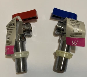 Chrome-plated Brass Handles Washing Machine Valves Set 1/2-in MIP X MHT - Picture 1 of 5