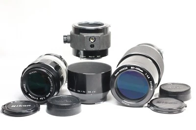 Nikon Nikkor-Q.C Non-Ai 135mm F/3.5 + Zoom Nikkor 80-200mm F/4.5 Ai Lens + PN-11 - Imagen 1 de 4