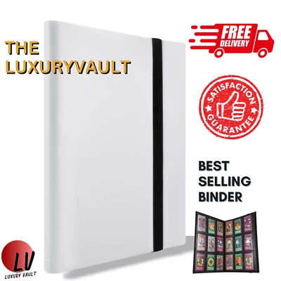 396 卡口袋装订器带弹性 9 口袋集换卡相册文件夹,白色 — 第 1/4 张图片