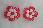 girls red and white flower hair clip