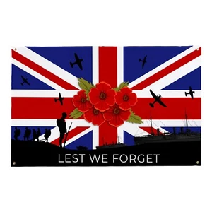 Remembrance Day Union Jack Fabric Banner / Flag - 5x3ft | Made in England - Picture 1 of 6