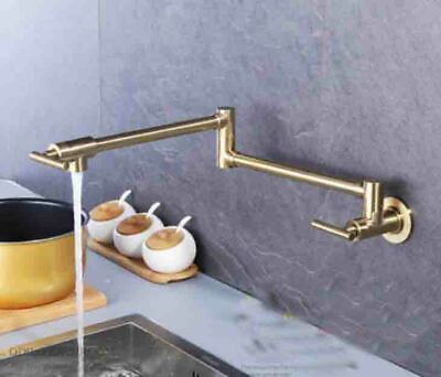 Kitchen Pot Filler Faucet Wall Mount Brushed Gold And Dual Swing Joints Design • 132.05$