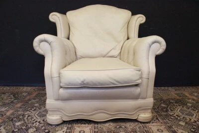 Poltrona Chesterfield Chester bergere Dellbrook / pelle bianco crème / white /UK - Immagine 1 di 4