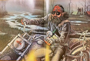 David Mann Poster Motorcycle Riders Camped in the Rain - Picture 1 of 1