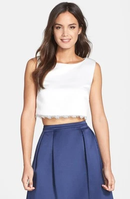 Top corto Erin Fetherston Jacqueline encaje ribete talla 0 $175 #18 Foto 1 de 4