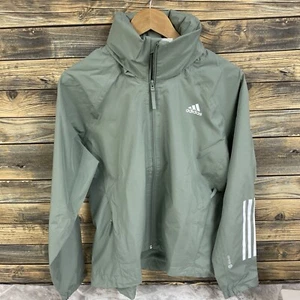 Chaqueta grande para mujer Adidas BSC 3 rayas Rain.rdy - verde nueva con etiquetas - Imagen 1 de 9