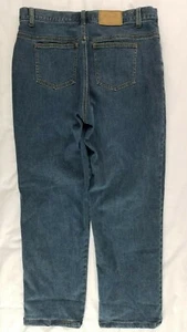 Cabelas Women Flannel Lined Jeans Size 14 Blue Straight Leg High Rise Med Wash - Picture 1 of 6
