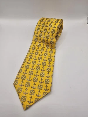 Corbata náutica Bullock & Jones 100 % seda hecha a mano en Italia anclajes amarillos Foto 1 de 4