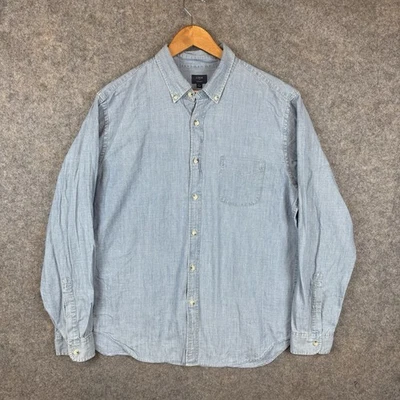 J.Crew Shirt Mens Large Blue Chambray Casual Work Pocket Button Down - Image 1 of 4