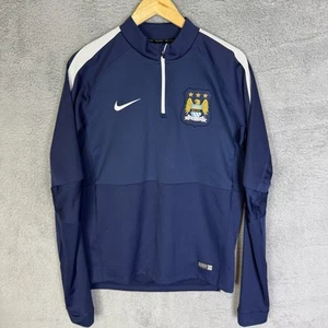 Nike Manchester City Shirt Mens M Blue Training Football Soccer 1/4 Zip - Picture 1 of 9