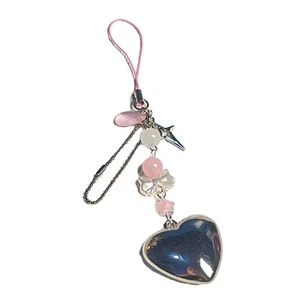 Silver Heart Charm Acrylic Phone Chain Handmade Fashion Accessory for Phone - Zdjęcie 1 z 8
