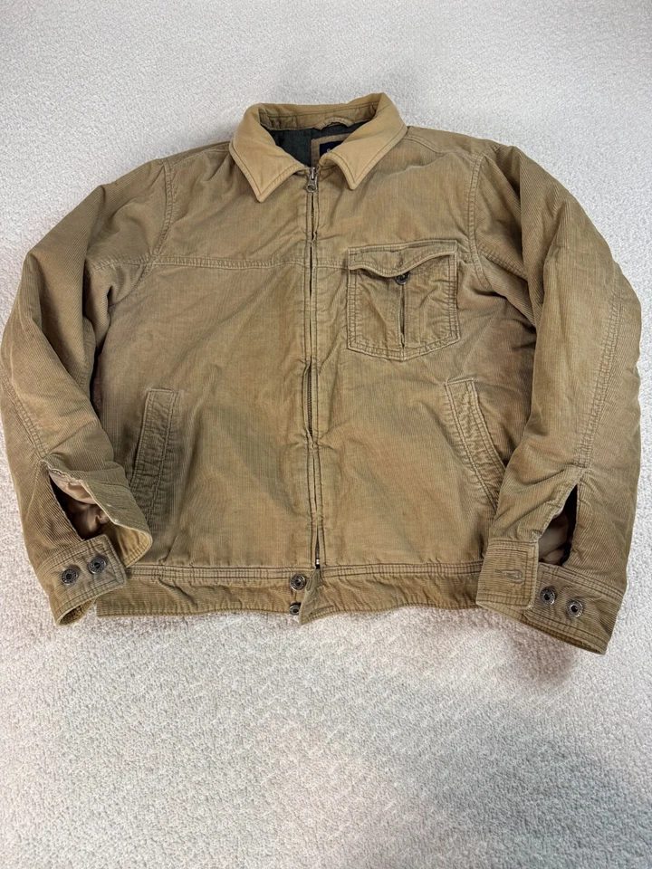 GAP Mens Corduroy Quilted Lined Full Zip Bomber Jacket Pockets Beige Medium - Image 1 of 4