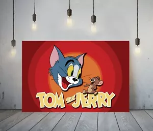TOM AND JERRY-CORNICIATO TELA ARTE BAMBINI CARTONE ANIMATO STAMPA CARTA DA PARATI - ROSSO MARRONE - Foto 1 di 15