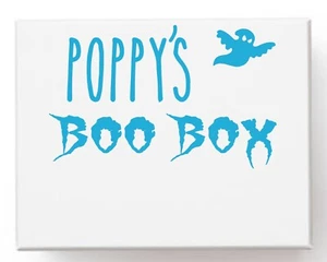 Personalised Name Vinyl Sticker Decal Label for Halloween Boo Box Container Gift - Picture 1 of 19