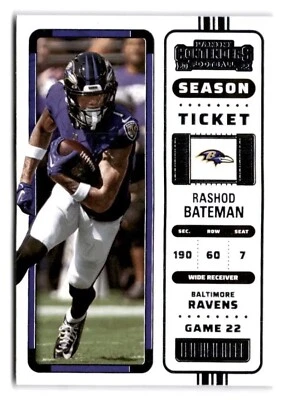 Rashod Bateman 2022 Panini Contenders Season Ticket #6  Baltimore Ravens NM/MT - Image 1 of 2