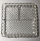 Vintage Clear Glass Weave Pattern 3 Way Divided Plate 7