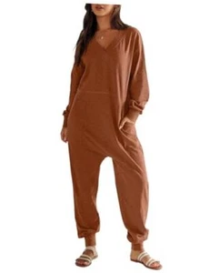 Jumpsuits for Women 2024 Fall Long Sleeve Casual Loose Fit Romper Small Orange - Picture 1 of 7