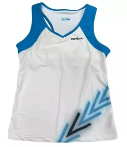 Carlton Ladies Tournament Badminton Sleeveless Shirt Size XXL 2XL White Blue - Picture 1 of 2