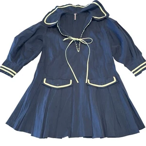 Free People Starboard Mini Abito Blu Lavaggio Medio Donna X-Small XS - Foto 1 di 10