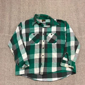 Vintage Washington Dee Cee Flannel Shirt Mens XL Green 1970s USA Plaid Cotton - Picture 1 of 6