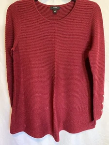 Suéter Acanalado Alfani Borgoña/Brillo Talla S Pullover Broches de Presión en Manga Cuello Redondo - Imagen 1 de 21