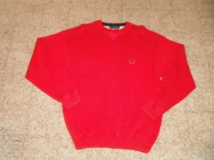Tommy Hilfiger Crew Sweater Men's Large TH Crest Red 100% Cotton 90's Label - Picture 1 of 3