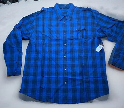 SEAN JOHN Flannel Shirt Plaid 5XLT  Long Sleeve Dress MEN'S Blue NEW NWT - Image 1 of 4