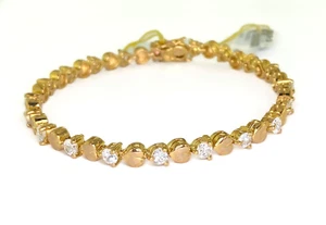 Brazalete de corazón de plata de ley enchapado en oro amarillo de 14 k de circonitas cúbicas de 5 quilates - Imagen 1 de 3