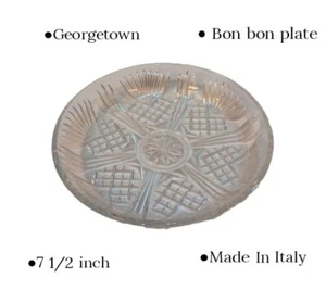 Home Beautiful Georgetown Bon Bon Plate 7 1/2" Made In Italy Round Glass Cut - Picture 1 of 7
