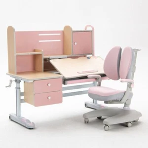 Height Adjustable Children Kids Ergonomic Study Desk Chair Set 120cm Blue Pink A - Picture 1 of 12