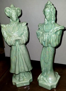 Porcelain 11' Japanese Imperial Couple Beautifully Adorned Statues - Picture 1 of 12