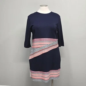 Anthropologie Hutch Midi Dress Plus Size 2X Navy Blue Colorful Stripe Statement - Picture 1 of 8