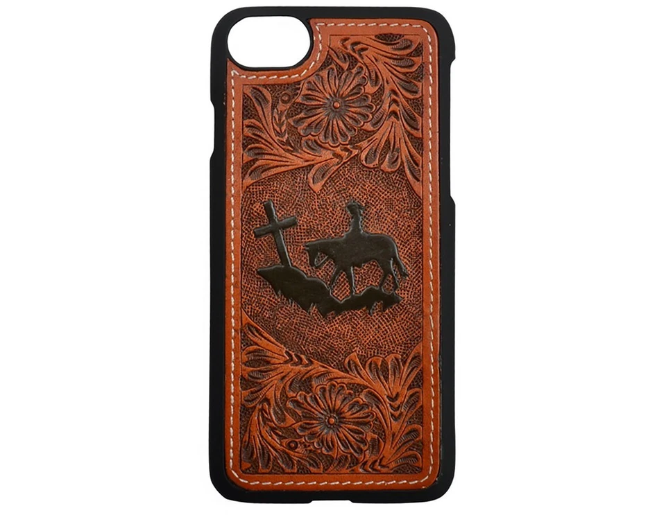Funda para teléfono celular Western 3D cuero agrietado tachuelas marrón DPH901 Foto 1 de 1