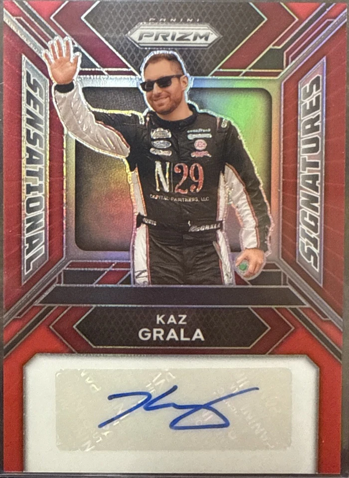 2024 Panini Prizm NASCAR Racing SS-KGA Kaz Grala Red Sensational Sig AUTO #83/99 - Image 1 of 2