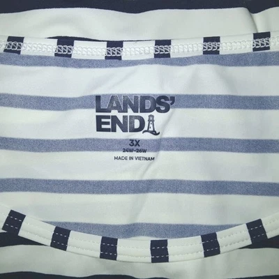 Top Lands End 3X 24W/26W Náutico Patriótico Azul Marino Blanco Rayas Slinky  Foto 1 de 4