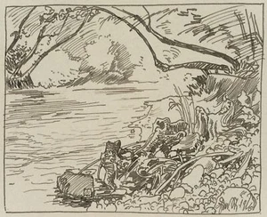 E. STEPPES (1873-1968), Ufer eines Flusses, 1916, Federzeichnung Realismus - Picture 1 of 4