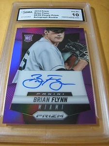 BRIAN FLYNN MARLINS 2014 PRIZM PURPLE PRIZM ROOKIE RC AUTO # 89/99 GRADO 10 - Foto 1 di 1