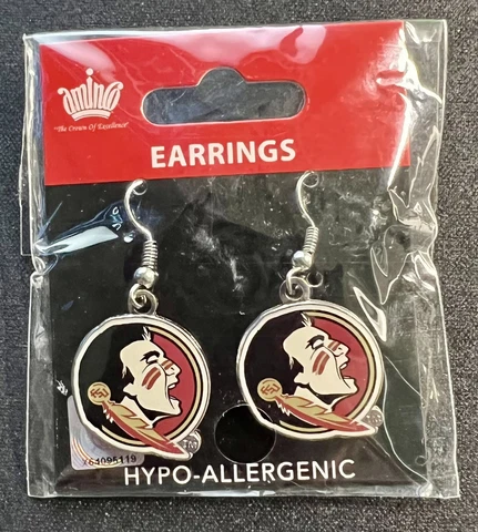 Florida Seminoles NCAA Licensed Dangle earrings-Hypo Allergenic- New Cover