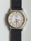 Vintage Seiko Alarm Dual Time Watch 8m15-8000 With New Cloth Strap