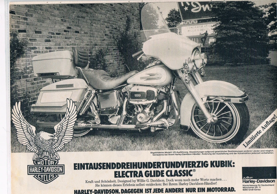 Harley Davidson Werbeanzeige Werbung Electra Glide Classic NG  - Bild 1 von 1