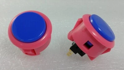 2 x Japan Sanwa Mix Buttons Pink Dark Blue OBSF-30-P/DH Video Arcade Parts - Image 1 of 3