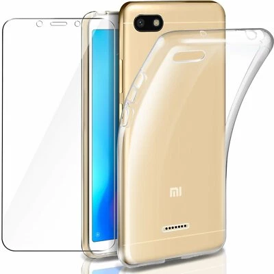 PHONETHRONE COVER CUSTODIA + PELLICOLA VETRO TEMPERATO PER XIAOMI REDMI 6A 6 A TRASPARENTE