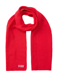 VICTORIAS SECRET PINK LOGO KNIT RIBBED WINTER SCARF SOFT 66"x8" New Free Ship - Picture 1 of 9