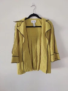 Joseph Ribkoff Women's Size 12 Yellow Cardigan Jacket Pockets Elegant Designer - Picture 1 of 11